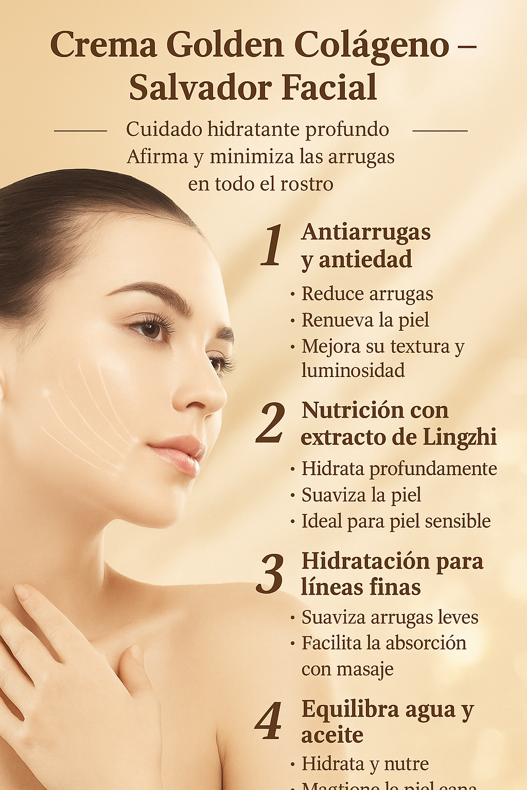 Colageno GOLD - Cuidado hidratante profundo minimiza las arrugas y renueva la piel