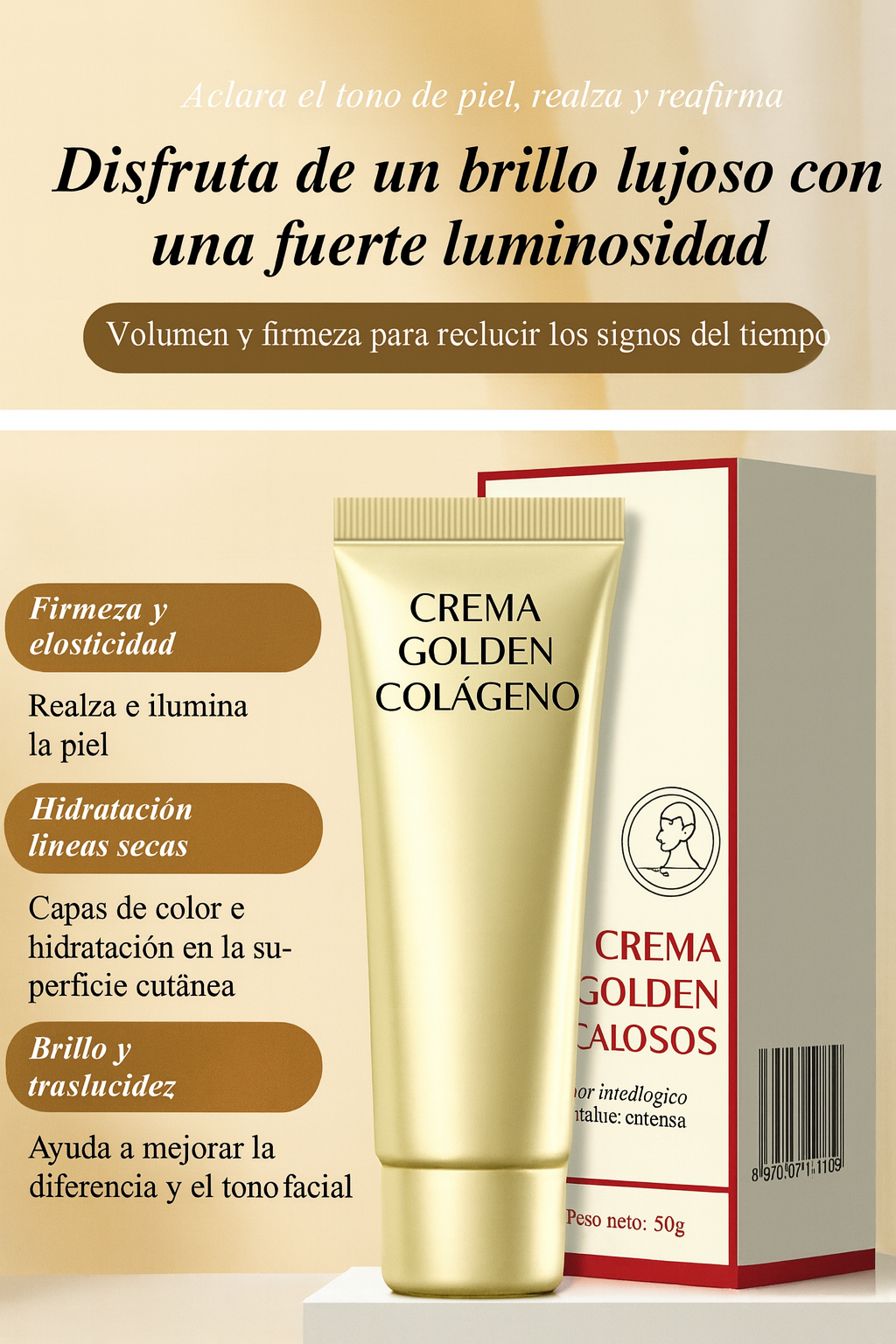 Colageno GOLD - Cuidado hidratante profundo minimiza las arrugas y renueva la piel